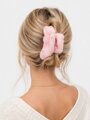 Damen Haarspange rosa flauschig