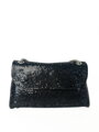 Čierna štýlová crossbody trblietavá kabelka 