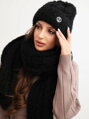 Dámsky set šál + čiapka v čiernej farbe CZ3