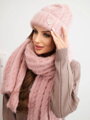 Dámsky komplet šál + čiapka v CZ3 ružovej farbe