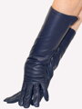 Damen Lederhandschuhe 36 cm Lang - dunkelblau