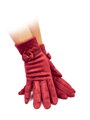 Trendige Damen Fleecehandschuhe mit Schleife rot