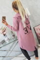 Lange Damen Sweatshirt-Jacke 9113 dunkelrosa