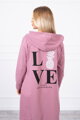 Lange Damen Sweatshirt-Jacke 9113 dunkelrosa