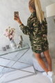 Damen Sweatshirt-Kleid mit Kapuze 9107 ARMY-grün