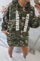 Damen Sweatshirt-Kleid mit Kapuze 9107 ARMY-grün