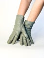Damen-Lederhandschuhe grau