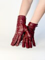Burgunderrote Lederhandschuhe für Damen