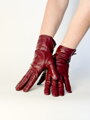Burgunderrote Lederhandschuhe für Damen