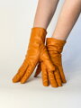 Damen-Lederhandschuhe in Senffarbe