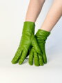 Grüne Lederhandschuhe für Damen