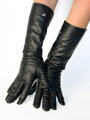 Damen Lederhandschuhe 40 cm Lang - schwarz