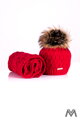 Damen Strickmütze mit Bommel ADA rot