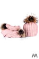 Damen Strickschal mit Bommeln ANDREA rosa