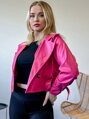 Damen Croptop Kunstlederjacke rosa