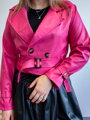 Damen Croptop Kunstlederjacke rosa