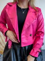 Damen Croptop Kunstlederjacke rosa