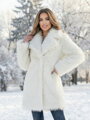 Dámsky kožuch z umelej kožušiny H1 v bielej farbe