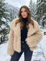 Dámsky béžový kožuch z M1 mongolskej ovce
