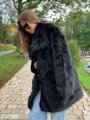 Čierny dámsky kožuch z H1 umelej kožušiny 