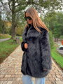 Čierny dámsky kožuch z H1 umelej kožušiny 