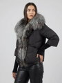 Dámska páperová zimná bunda s pravou kožušinou  