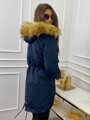 Dámska zimná bunda s kožušinou 04-2 tmavo-modrá