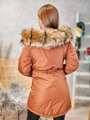 Damen Parka-Winterjacke Ramoneska mit echtem Pelz Zimtbraun