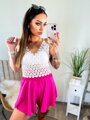 Damen Crop-Top mit Spitzenblumen