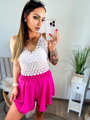 Damen Crop-Top mit Spitzenblumen