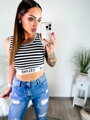 Croptop CELINE schwarz/weiß