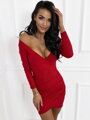 Damskie sukienki dopasowane błyszczące FLV673 red shine