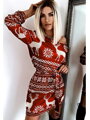Damen Weihnachtskleid VSB rot mit Gürtel