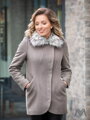 VERSABE Luxuriöser Damen Mantel mit Pelz DEYSI grau