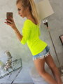 Damen T-Shirt mit Ausschnitt 8832 neon gelb