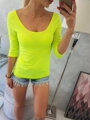 Damen T-Shirt mit Ausschnitt 8832 neon gelb