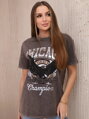 Stilvolles Damen T-Shirt 01-2429 CHICAGO bronze + silber