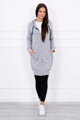 Langer Damen Hoodie mit Kaputze grau