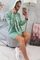 Damen Sweatshirt-Kleid mit Kapuze 0042 dunkle Minze