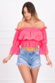 Damen Sommerbluse mit nackten Schultern neorosa