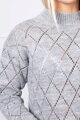 Damen Pullover mit Stehkragen 2020-18 Diamant grau