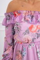 Rüschen Damen Sommerkleid mit Blumen KS lila