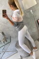 Damen Trainingsanzug mit Streifen 8877 weiß+rosa+grau