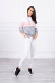 Damen Trainingsanzug mit Streifen 8877 weiß+rosa+grau