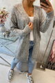 Lange Damen Strickjacke mit Löcher 2020-4 grau