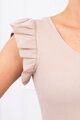 Damen Bleistiftkleid mit Rüschenärmeln 9098 beige