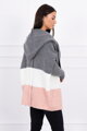 Dreifarbiger Pullover 2019-15 in Graphit, Ecru und Puderrosa