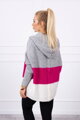Dreifarbiger Pullover 2019-15 in grau, fuchsia und ecru