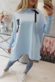 Damen OVERSIZE Sweatshirt mit längeren Seiten 0015 hellblau