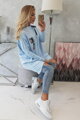 Damen OVERSIZE Sweatshirt mit längeren Seiten 0015 hellblau